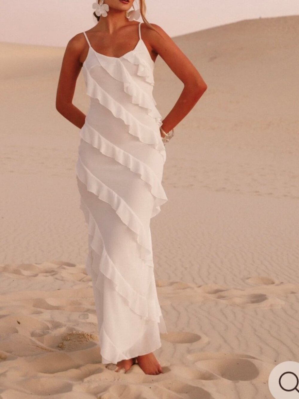Petal & Pup Ruffles Maxi Dress in Cloud White